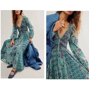 Free People A New Way Maxi Teal Combo Size S